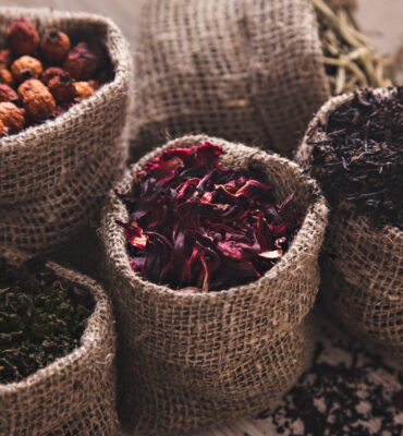 Collection of different varieties of tea in bags. White, green, black, hawthorn, hibiscus.