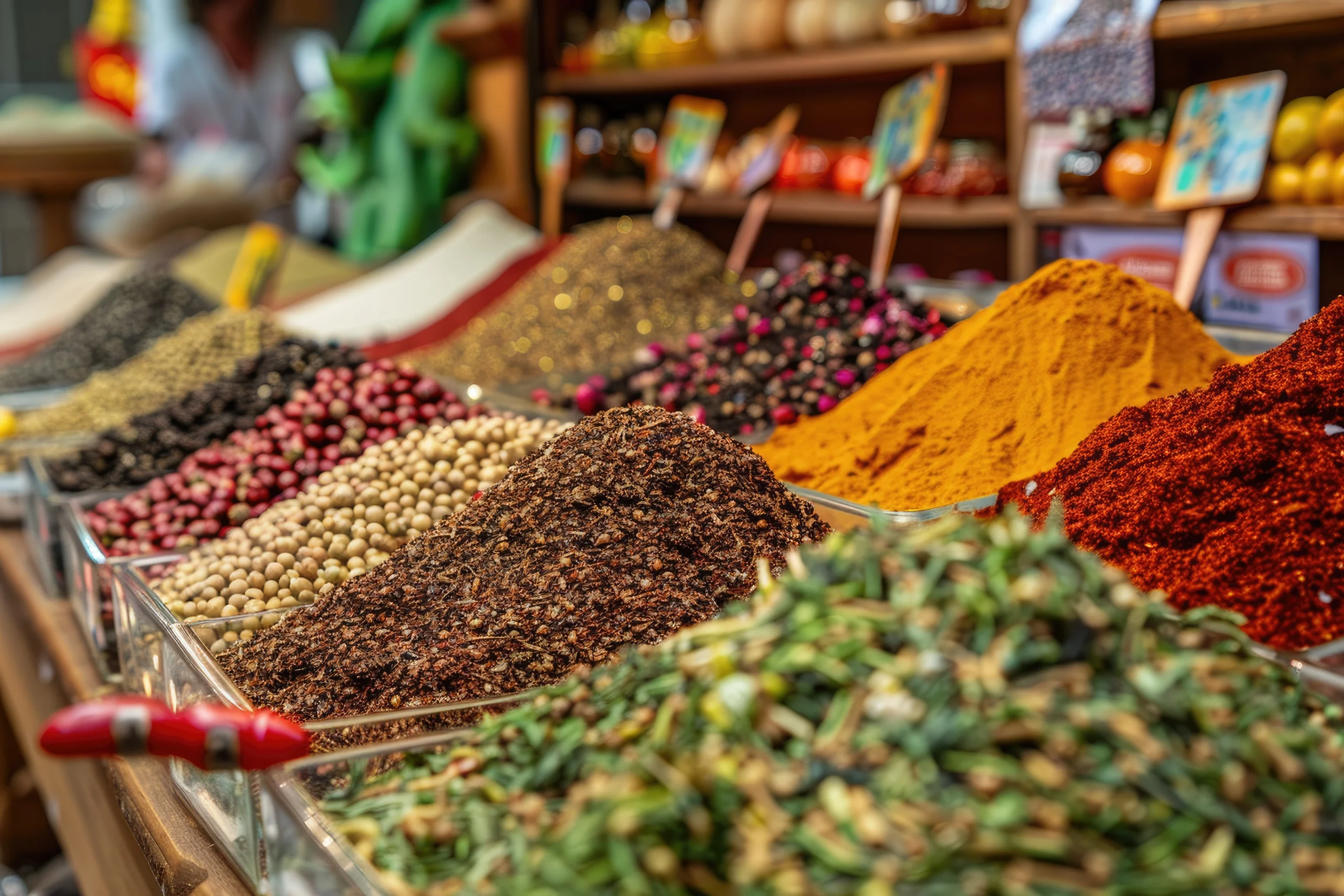 spices herbs displayed market istanbul scaled